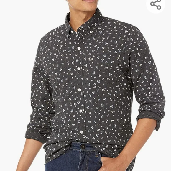 Goodthreads Men's Slim-Fit Long Sleeve Printed Poplin Shirt Size XS - Picture 5 of 6